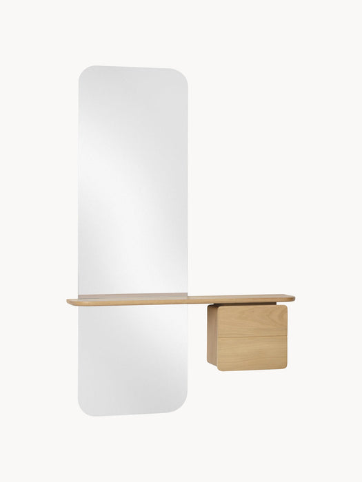 One More Look Wall Mirror with Wooden Shelf