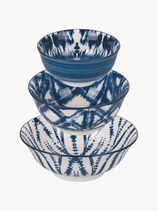 Porcelain Bowls Blue Set of 3