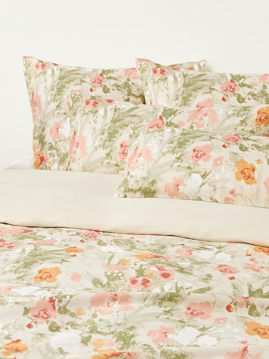 Cotton Sateen Duvet Cover Anthea with Floral Pattern