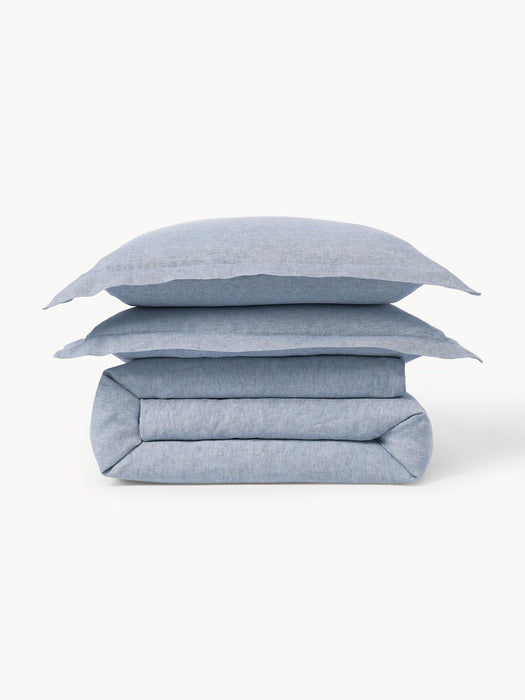Linna Linen Duvet Cover with Oxford Border