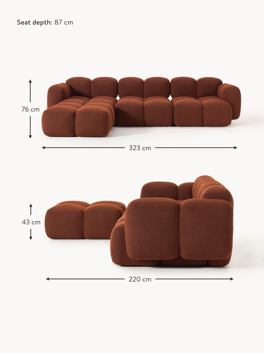 Boucl Modular Sofa Tayla 4-seater with Ottoman leftright