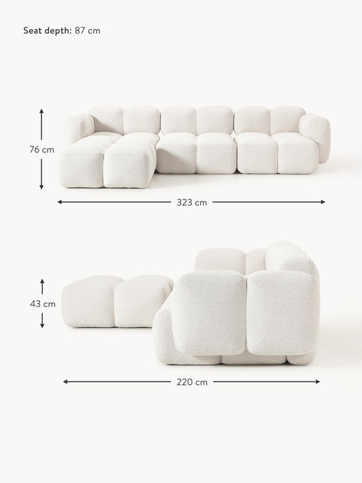 Boucl Modular Sofa Tayla 4-seater with Ottoman leftright