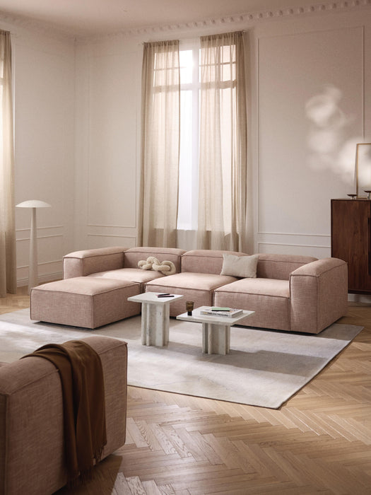 Linen Blend Modular Sofa Lennon 4-seater with ottoman leftright
