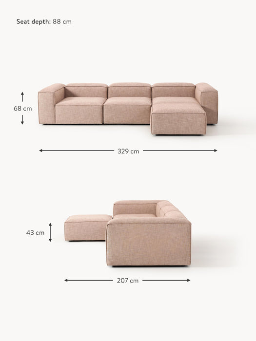 Linen Blend Modular Sofa Lennon 4-seater with ottoman leftright