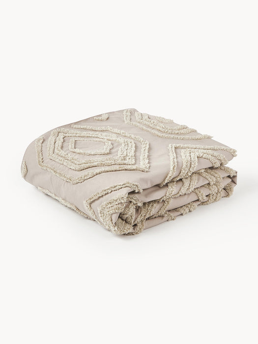 Faye Cotton Percale Bedspread with Tufted Geometric Pattern