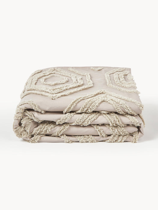 Faye Cotton Percale Bedspread with Tufted Geometric Pattern