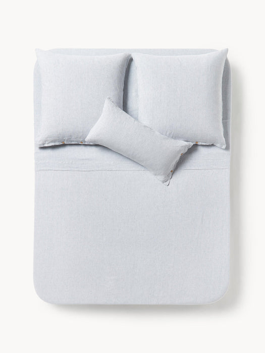 Rinna Washed Linen Bed Sheet with Fine Stripes