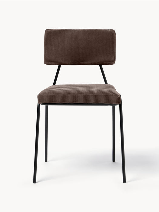 Upholstered Corduroy Chairs Mats Set of 2