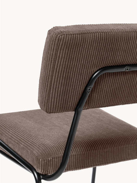 Upholstered Corduroy Chairs Mats Set of 2