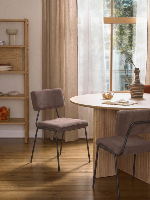 Upholstered Corduroy Chairs Mats Set of 2