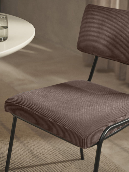 Upholstered Corduroy Chairs Mats Set of 2