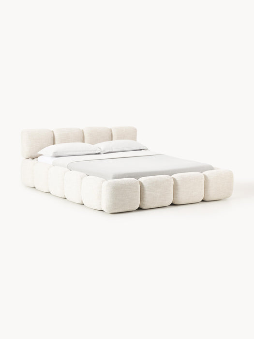 Upholstered Boucl Bed Tayla with Storage Space