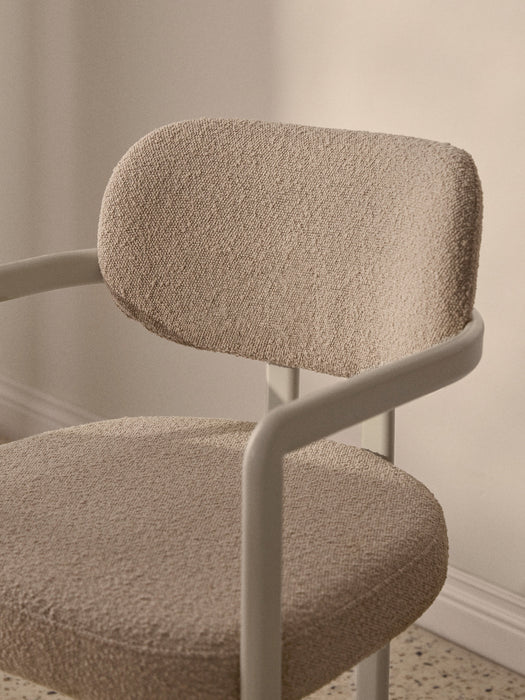 Upholstered Boucl Dining Chair Adrien with Armrests