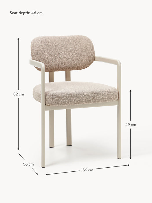 Upholstered Boucl Dining Chair Adrien with Armrests