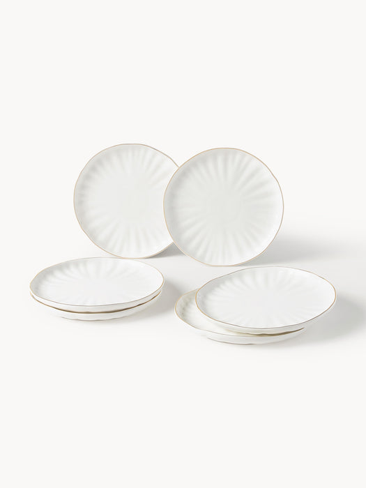 Porcelain Tableware Set Sali with Embossed Pattern 6 people Set of 30