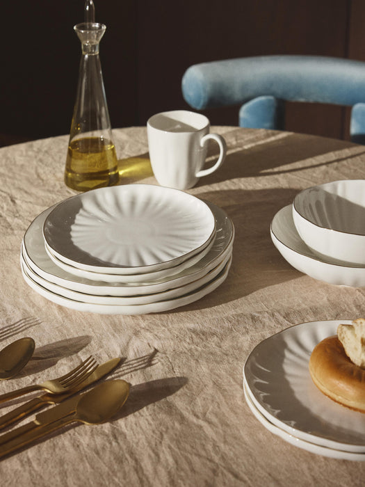 Porcelain Tableware Set Sali with Embossed Pattern 6 people Set of 30
