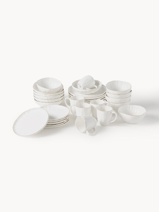 Porcelain Tableware Set Sali with Embossed Pattern 6 people Set of 30