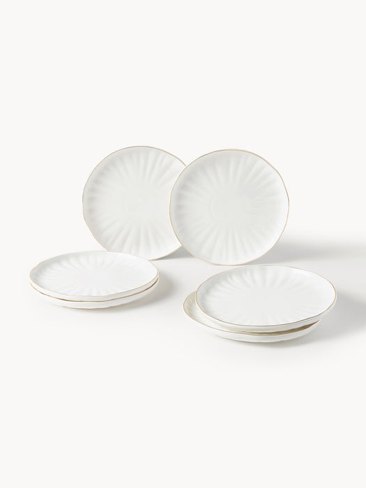 Porcelain Tableware Set Sali with Embossed Pattern 6 people Set of 30