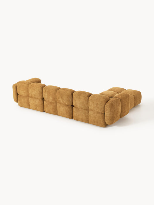 Modular Teddy-Boucl Sofa Tayla 4-seater with Ottoman leftright