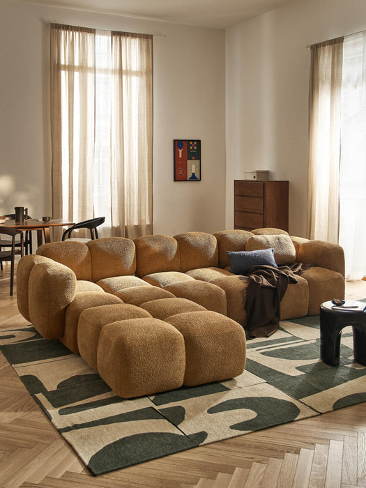 Modular Teddy-Boucl Sofa Tayla 4-seater with Ottoman leftright