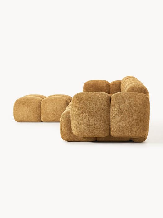 Modular Teddy-Boucl Sofa Tayla 4-seater with Ottoman leftright