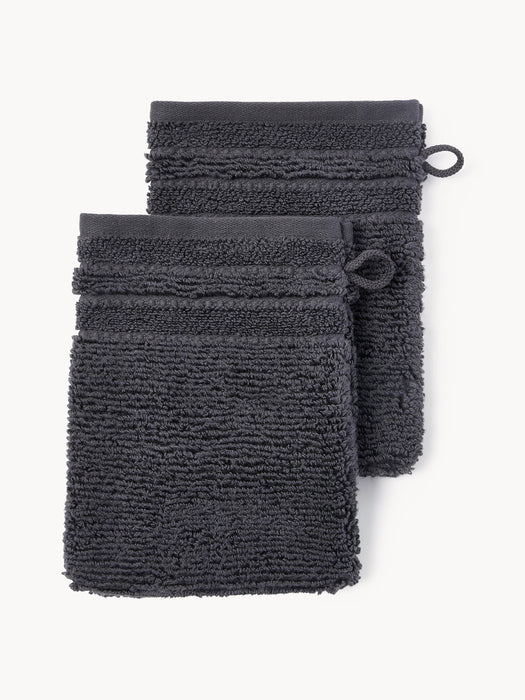 Wash Gloves Luxe with Striped Border Set of 2