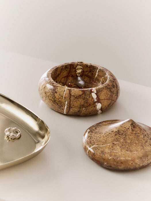 Marble Jewellery Box Meringue with Lid