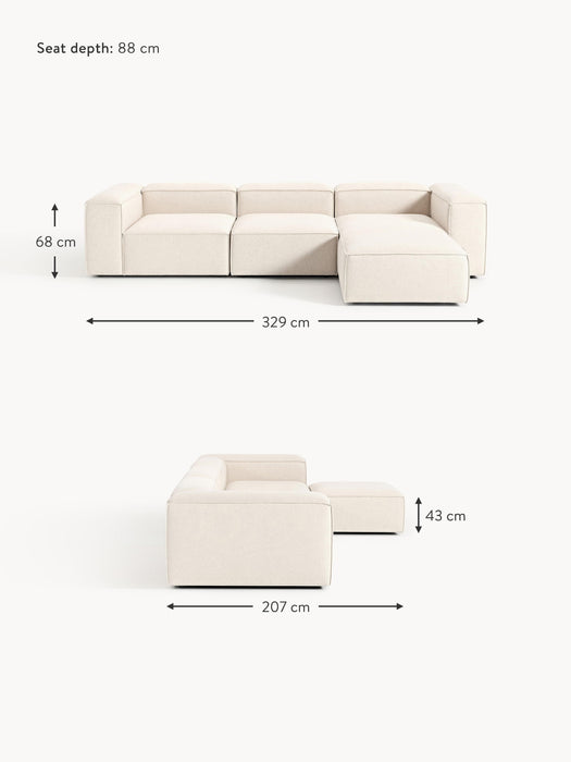 Linen Blend Modular Sofa Lennon 4-seater with ottoman leftright