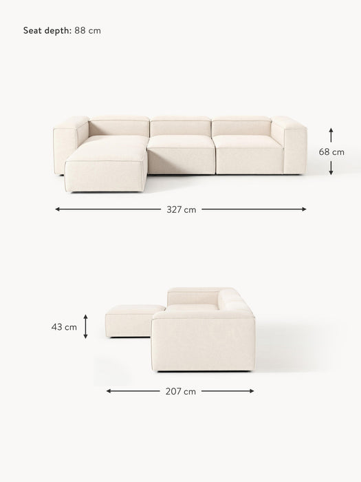 Linen Blend Modular Sofa Lennon 4-seater with ottoman leftright