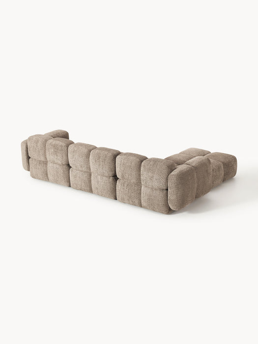 Modular Teddy-Boucl Sofa Tayla 4-seater with Ottoman leftright