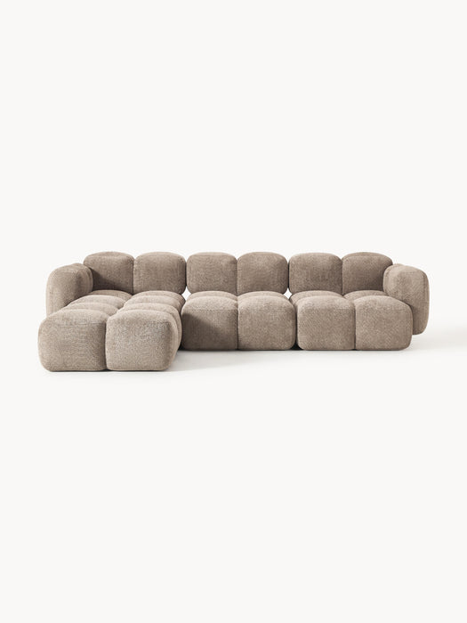 Modular Teddy-Boucl Sofa Tayla 4-seater with Ottoman leftright