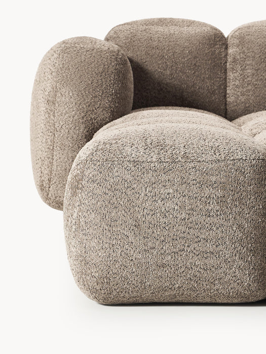 Modular Teddy-Boucl Sofa Tayla 4-seater with Ottoman leftright