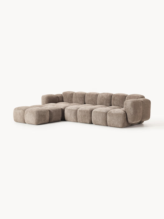 Modular Teddy-Boucl Sofa Tayla 4-seater with Ottoman leftright