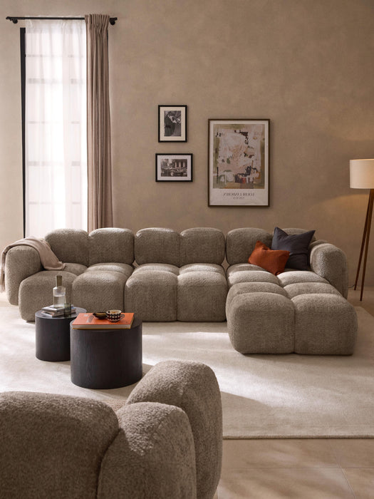 Modular Teddy-Boucl Sofa Tayla 4-seater with Ottoman leftright