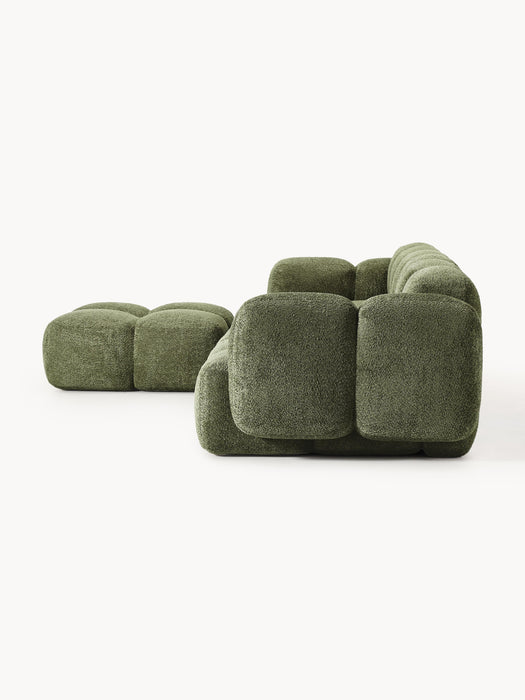 Modular Teddy-Boucl Sofa Tayla 4-seater with Ottoman
