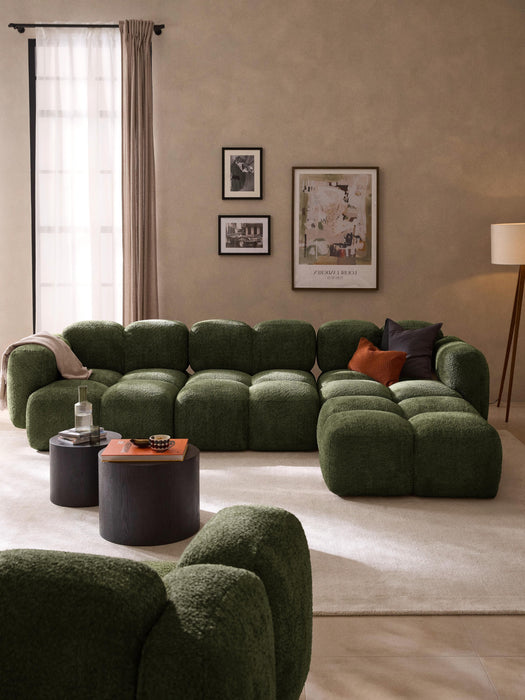 Modular Teddy-Boucl Sofa Tayla 4-seater with Ottoman