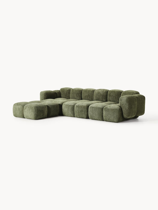 Modular Teddy-Boucl Sofa Tayla 4-seater with Ottoman