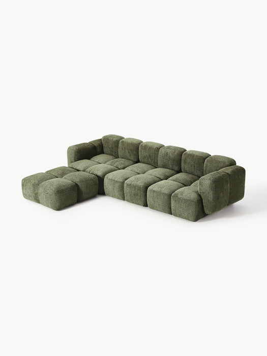 Modular Teddy-Boucl Sofa Tayla 4-seater with Ottoman