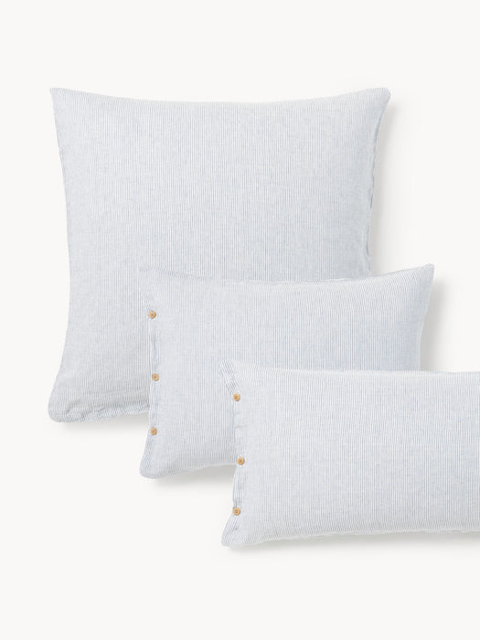 Washed Linen Pillowcase Rinna with Fine Stripes