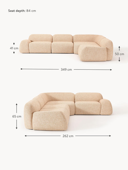 Modular Boucl Corner Sofa Wolke 4-seater