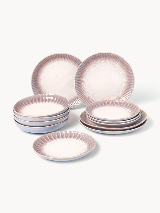 Handmade Vinci Tableware Set with Reactive Glaze 4 People Set of 12