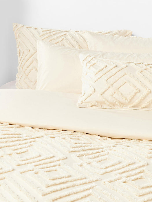 Phil Cotton Percale Duvet Cover with Tufted Design