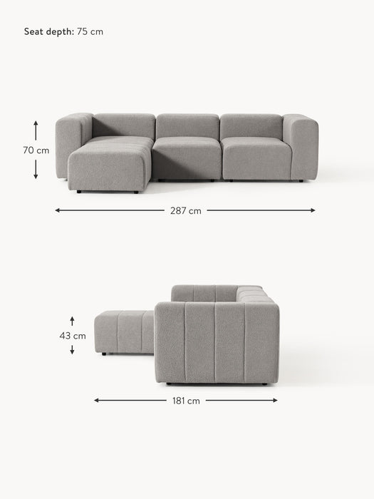 Boucl Modular Sofa Lena 4-seater with Ottoman leftright
