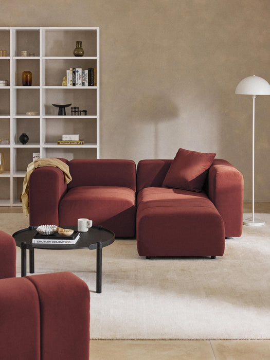 Modular Velvet Sofa Lena 2-seater with Ottoman leftright
