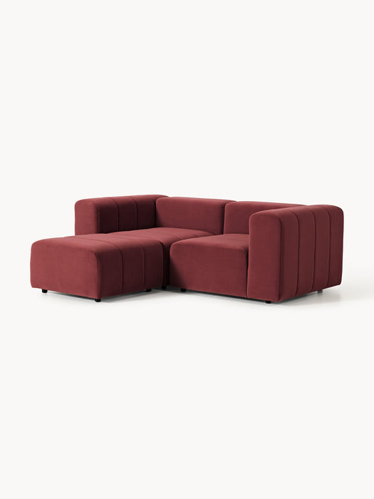 Modular Velvet Sofa Lena 2-seater with Ottoman leftright