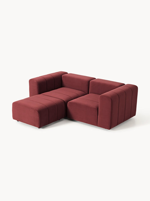 Modular Velvet Sofa Lena 2-seater with Ottoman leftright