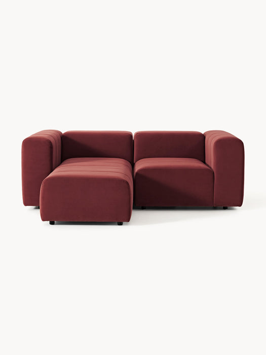 Modular Velvet Sofa Lena 2-seater with Ottoman leftright