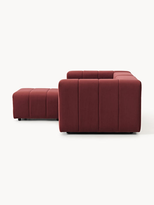 Modular Velvet Sofa Lena 2-seater with Ottoman leftright
