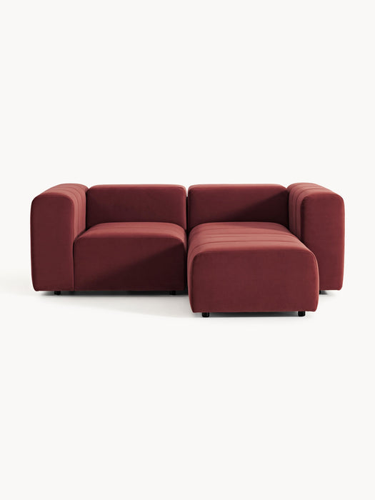 Modular Velvet Sofa Lena 2-seater with Ottoman leftright