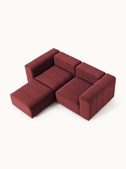 Modular Velvet Sofa Lena 2-seater with Ottoman leftright